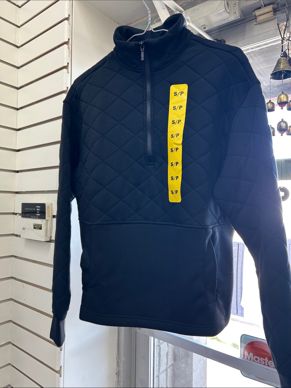 Men's Quilted Black Half-Zip Pullover Jacket